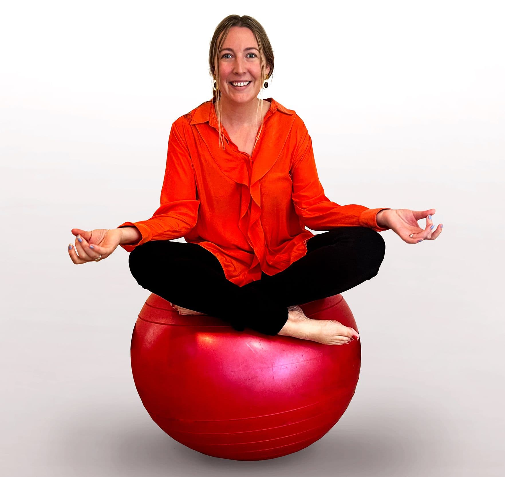 Zoe meditating on fitball